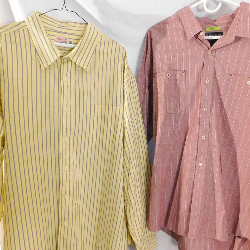 Two Men's Dress Shirts American Rag & J. Crew Striped Button Down Size XXL